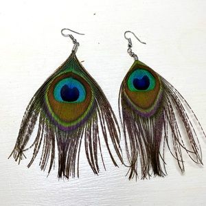 Peacock feather earrings